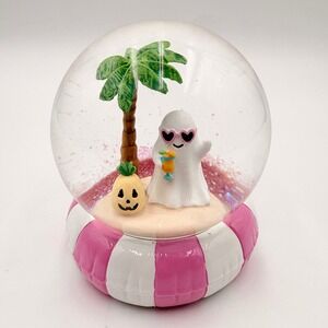 Tropical Summer Ghost Snow Globe Pink Heart Sunglasses Palm Summerween Halloween